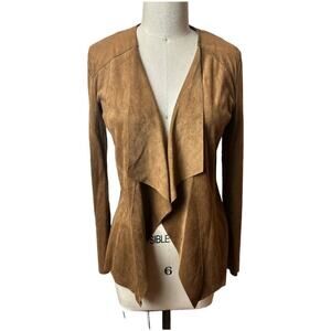 Mango Tan Brown Faux Suede Open Front Lightweight Jacket Women's Size XS